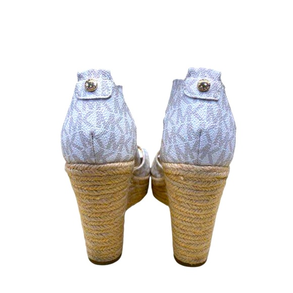 Michael Kors Coated Canvas Signature Wedge Heels Size 6 - Picture 4 of 6